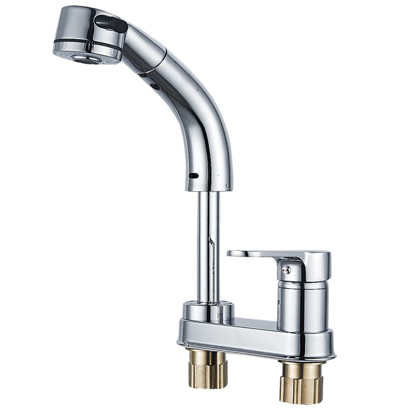 Modern Vessel Sink Bathroom Faucet Swivel Spout 2 Hole Faucets with Pull down Sprayer Clearhalo 'bathroom_sink_faucets' 'Conjunta de Baño y Conjunta de Grifo' 'Coronamiento de Baño y Dispositivo de Baño' 'Grifo del lavabo del baño' 'Hogar' 'home_improvement' 'home_improvement_bathroom_sink_faucets' 'Mejoras para el hogar' 1200x1200_7925225f-ac94-4dd5-afac-0ae1e28b9957