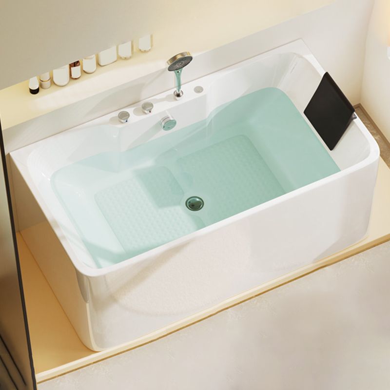 Modern White Rectangle Bathtub Acrylic Back to Wall with Drain Bath Tub Clearhalo 'Bathroom Remodel & Bathroom Fixtures' 'Bathtubs' 'Home Improvement' 'home_improvement' 'home_improvement_bathtubs' 'Showers & Bathtubs' 1200x1200_7938dacb-7390-499e-af98-c6ad959aad11