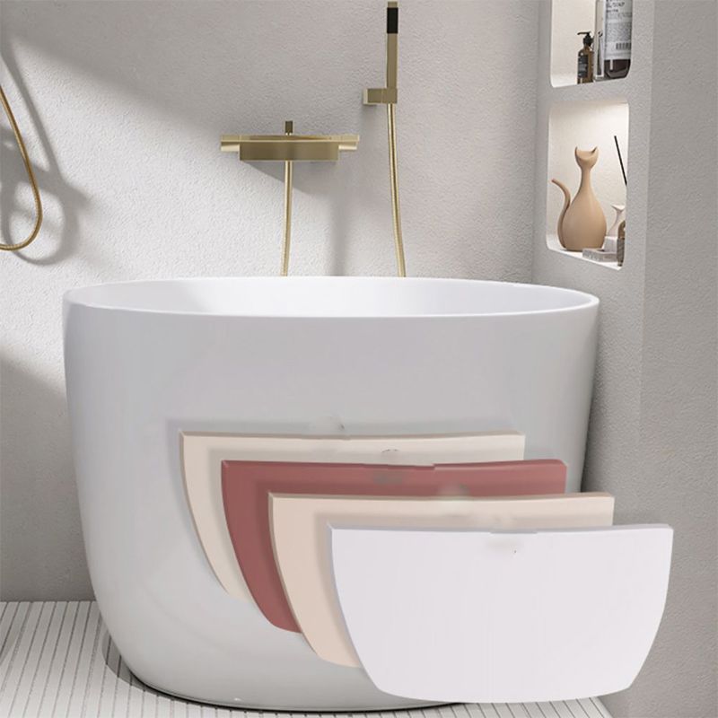 Modern Ellipse Acrylic White Bathtub Back to Wall with Drain Bath Tub Clearhalo 'Bathroom Remodel & Bathroom Fixtures' 'Bathtubs' 'Home Improvement' 'home_improvement' 'home_improvement_bathtubs' 'Showers & Bathtubs' 1200x1200_796835c5-4ca1-4228-bb5a-81935ab68479