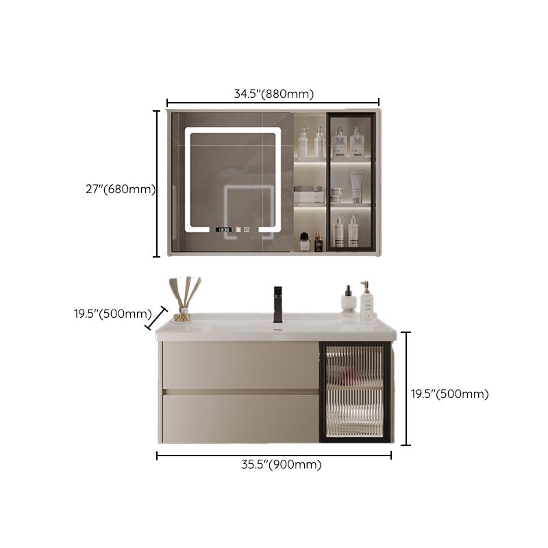 2 Drawers Vanity Wood Frame Wall Mount Rectangle Single Sink Bathroom Vanity with Mirror Clearhalo 'Bathroom Remodel & Bathroom Fixtures' 'Bathroom Vanities' 'bathroom_vanities' 'Home Improvement' 'home_improvement' 'home_improvement_bathroom_vanities' 1200x1200_799a2099-7cdd-4a07-a0a4-0a7307723114