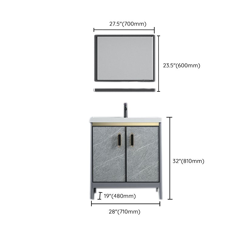 Freestanding Aluminium Bathroom Sink Vanity Gray with Faucet Bathroom Vanity Cabinet Clearhalo 'Bathroom Remodel & Bathroom Fixtures' 'Bathroom Vanities' 'bathroom_vanities' 'Home Improvement' 'home_improvement' 'home_improvement_bathroom_vanities' 1200x1200_79b1857b-643f-4f54-8ecc-2da69e4f648f