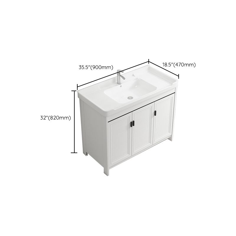 Rectangle Vanity Set White 2 Doors Freestanding Metal Frame Single Sink Vanity Clearhalo 'Bathroom Remodel & Bathroom Fixtures' 'Bathroom Vanities' 'bathroom_vanities' 'Home Improvement' 'home_improvement' 'home_improvement_bathroom_vanities' 1200x1200_79c4512b-5d60-4d8f-a028-d1269d9cce62