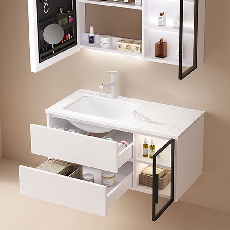 Wall Mounted Bath Vanity Mirror Single Sink Rectangular Bathroom Vanity with 2 Drawers Clearhalo 'Bathroom Remodel & Bathroom Fixtures' 'Bathroom Vanities' 'bathroom_vanities' 'Home Improvement' 'home_improvement' 'home_improvement_bathroom_vanities' 1200x1200_79cd76e3-5976-48bb-a277-53d8df5bbf3e