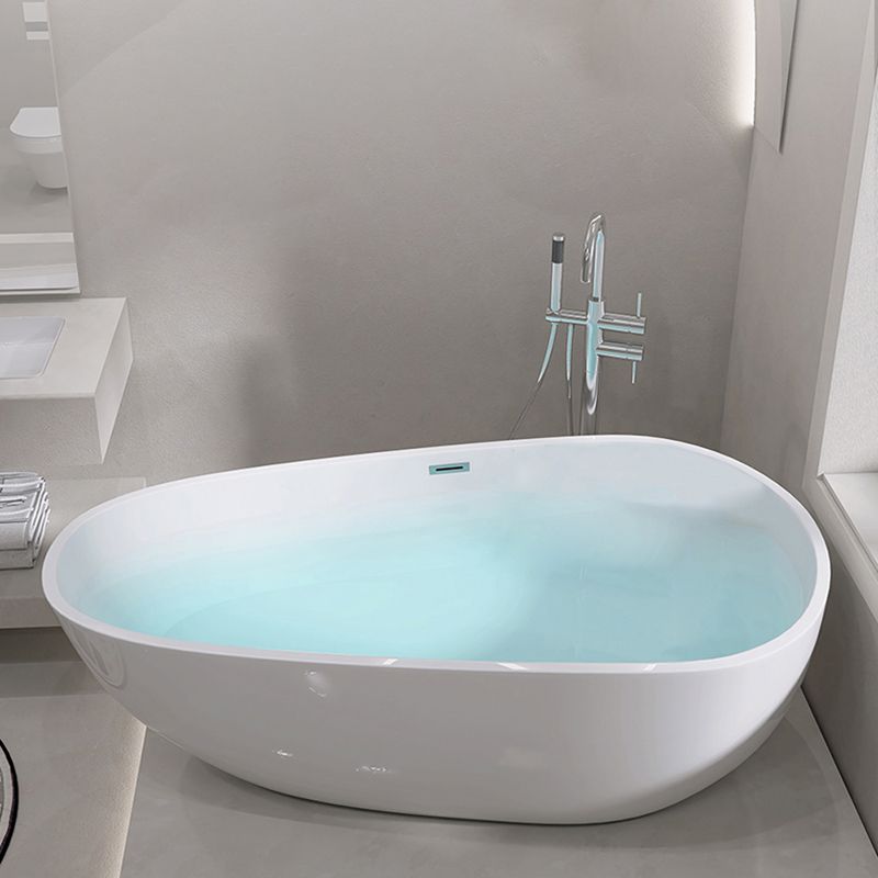 Oval Freestanding Soaking Bathtub Modern Acrylic Bathtub with Drain and Overflow Trim Clearhalo 'Bathroom Remodel & Bathroom Fixtures' 'Bathtubs' 'Home Improvement' 'home_improvement' 'home_improvement_bathtubs' 'Showers & Bathtubs' 1200x1200_79dbf8f4-f7c0-4c4d-a8a9-f8731c2a1c85