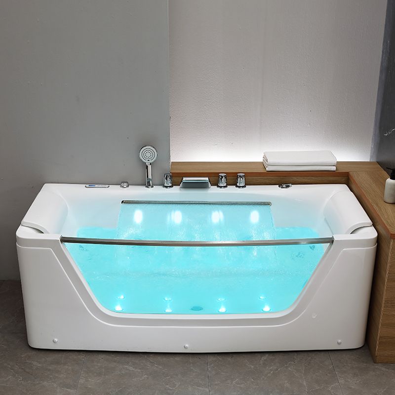 Modern Rectangle Acrylic Bathtub Back to Wall with Massage Device Clearhalo 'Bathroom Remodel & Bathroom Fixtures' 'Bathtubs' 'Home Improvement' 'home_improvement' 'home_improvement_bathtubs' 'Showers & Bathtubs' 1200x1200_79dc1a1b-347b-4589-bcf1-11a37fcf89af