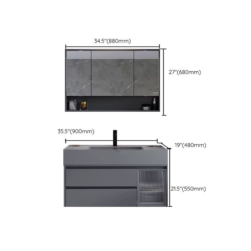 Grey Wall Mounted Standard Modern Single-Sink Open Console with Sink Set Clearhalo 'Bathroom Remodel & Bathroom Fixtures' 'Bathroom Vanities' 'bathroom_vanities' 'Home Improvement' 'home_improvement' 'home_improvement_bathroom_vanities' 1200x1200_79e50f6e-cdfb-4121-b862-203190cd59f2