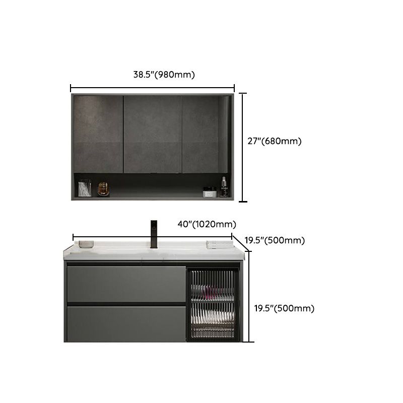 Modern Gray Wood Rectangular Wall Mount Open Console with Sink Set Clearhalo 'Bathroom Remodel & Bathroom Fixtures' 'Bathroom Vanities' 'bathroom_vanities' 'Home Improvement' 'home_improvement' 'home_improvement_bathroom_vanities' 1200x1200_7a2b776c-bb52-4e2b-b34e-9c18f09ce972