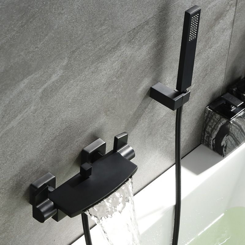 Wall Mounted Metal Tub Filler Low Arc Waterfall Tub Faucet Trim Clearhalo 'Bathroom Remodel & Bathroom Fixtures' 'Bathtub Faucets' 'bathtub_faucets' 'Home Improvement' 'home_improvement' 'home_improvement_bathtub_faucets' 1200x1200_7a57ba04-7ccd-47d0-a8c6-eea406154ed1