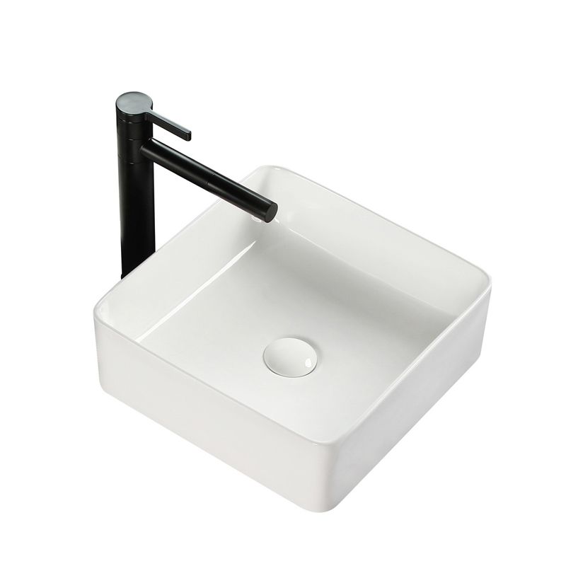 Bathroom Sink Ceramic White Square Black Faucet Bathroom Sink Clearhalo 'Bathroom Remodel & Bathroom Fixtures' 'Bathroom Sinks & Faucet Components' 'Bathroom Sinks' 'bathroom_sink' 'Home Improvement' 'home_improvement' 'home_improvement_bathroom_sink' 1200x1200_7a6976b4-8880-493e-9a40-d4806b9992a5