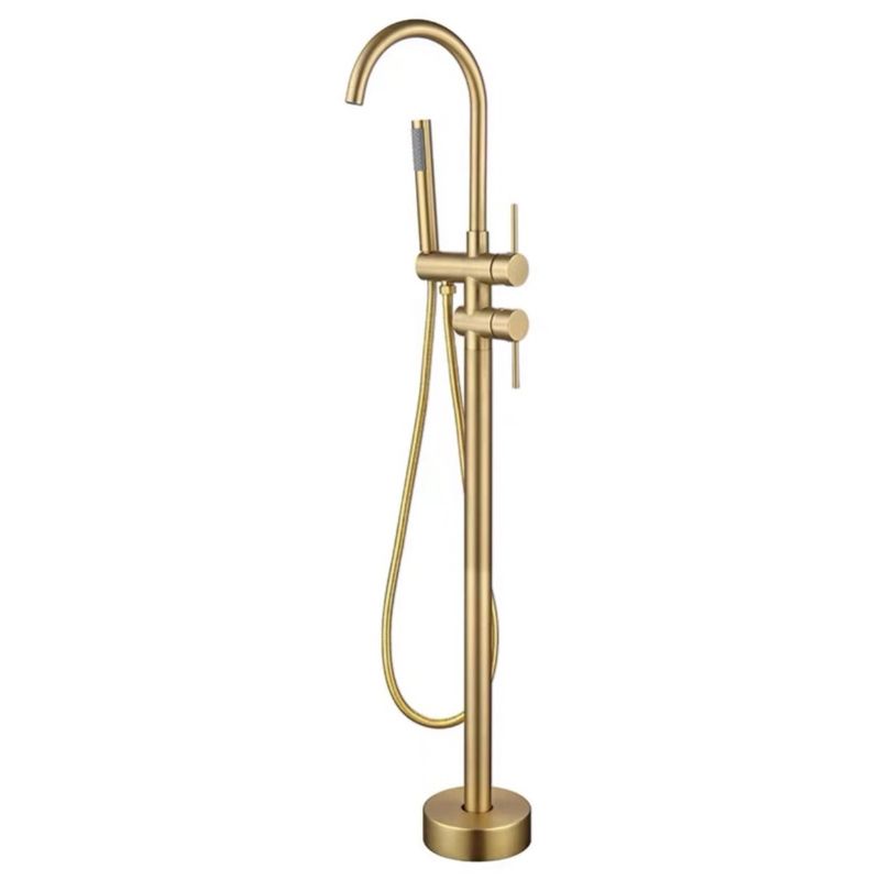 Floor Mounted Copper Freestanding Tub Filler Simple High Arc Freestanding Tub Filler Trim Clearhalo 'Bathroom Remodel & Bathroom Fixtures' 'Bathtub Faucets' 'bathtub_faucets' 'Home Improvement' 'home_improvement' 'home_improvement_bathtub_faucets' 1200x1200_7a6b2354-1230-46e7-9452-03dbd4f1e978