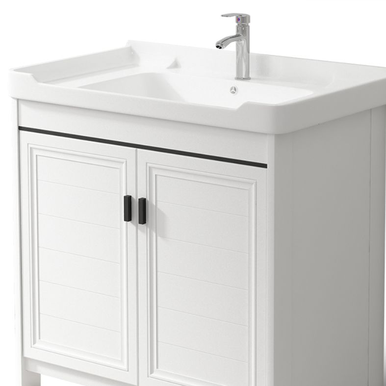 Modern Rectangular Bath Vanity White Ceramic Single Freestanding Sink Vanity Clearhalo 'Bathroom Remodel & Bathroom Fixtures' 'Bathroom Vanities' 'bathroom_vanities' 'Home Improvement' 'home_improvement' 'home_improvement_bathroom_vanities' 1200x1200_7a8265d1-18fd-466d-80a4-0622396dc099