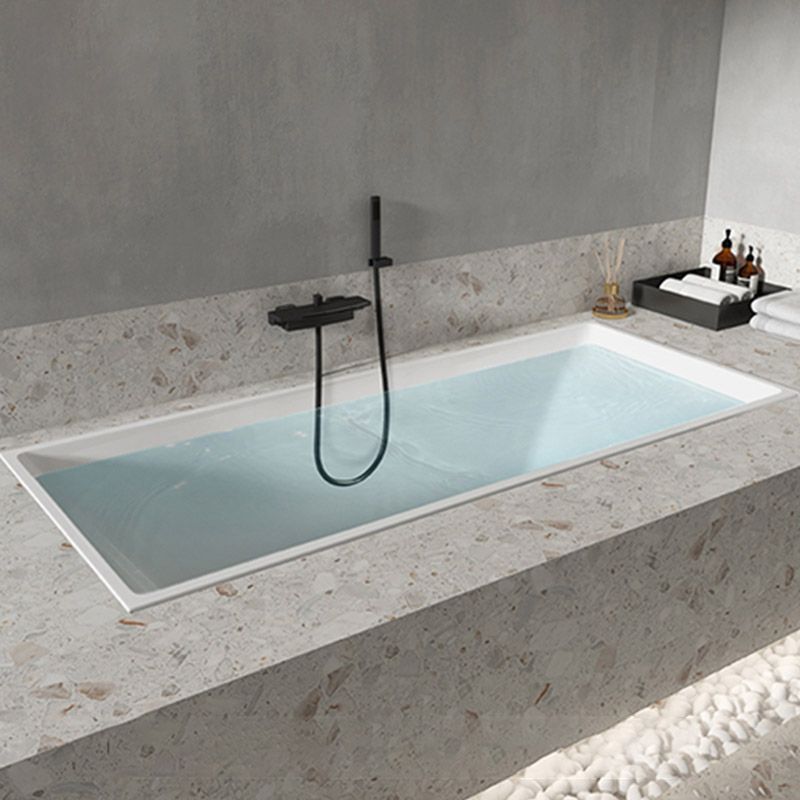 Modern White Embedded Bathtub Acrylic Rectangle with Drain Bath Tub Clearhalo 'Bathroom Remodel & Bathroom Fixtures' 'Bathtubs' 'Home Improvement' 'home_improvement' 'home_improvement_bathtubs' 'Showers & Bathtubs' 1200x1200_7a9fc4c9-77ac-41b6-b693-44c703fb77d3