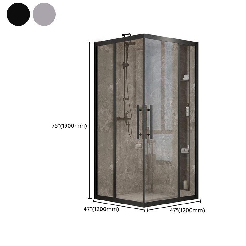 Framed Double Sliding Shower Enclosure Square Matt Black Shower Enclosure Clearhalo 'Bathroom Remodel & Bathroom Fixtures' 'Home Improvement' 'home_improvement' 'home_improvement_shower_stalls_enclosures' 'Shower Stalls & Enclosures' 'shower_stalls_enclosures' 'Showers & Bathtubs' 1200x1200_7aadbabb-b295-48b5-bc7c-a7d012f95237