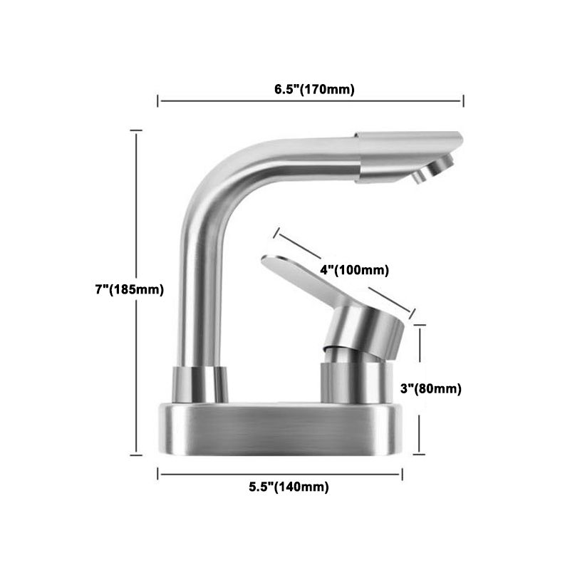 Square 1-Handle Bathroom Faucet 2 Hole Centerset Bathroom Faucet with Stainless Steel Clearhalo 'bathroom_sink_faucets' 'Conjunta de Baño y Conjunta de Grifo' 'Coronamiento de Baño y Dispositivo de Baño' 'Grifo del lavabo del baño' 'Hogar' 'home_improvement' 'home_improvement_bathroom_sink_faucets' 'Mejoras para el hogar' 1200x1200_7ab51e75-d24b-46bb-ab5e-72eed046ef21