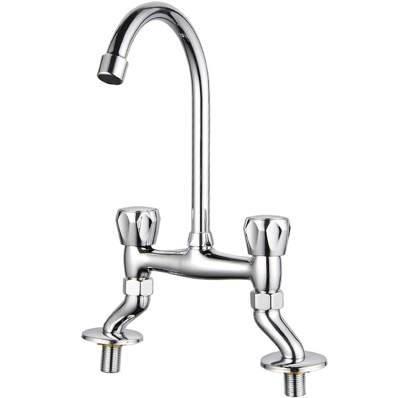 Contemporary Widespread Sink Faucet Knob Handle Gooseneck Arc Solid Brass Faucet Clearhalo 'Bathroom Remodel & Bathroom Fixtures' 'Bathroom Sink Faucets' 'Bathroom Sinks & Faucet Components' 'bathroom_sink_faucets' 'Home Improvement' 'home_improvement' 'home_improvement_bathroom_sink_faucets' 1200x1200_7ac2b6f3-c2eb-427f-b0df-34c1d8423b6a