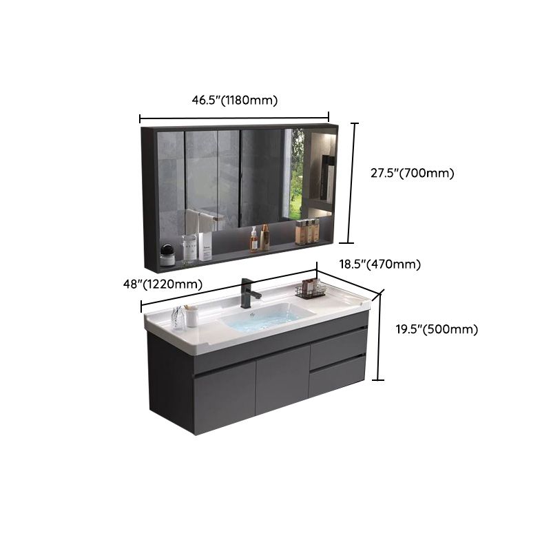 Grey Modern Solid Wood Single-Sink Open Console with Sink Set Clearhalo 'Bathroom Remodel & Bathroom Fixtures' 'Bathroom Vanities' 'bathroom_vanities' 'Home Improvement' 'home_improvement' 'home_improvement_bathroom_vanities' 1200x1200_7ac8a40f-f270-4257-8b71-1cd887c71879