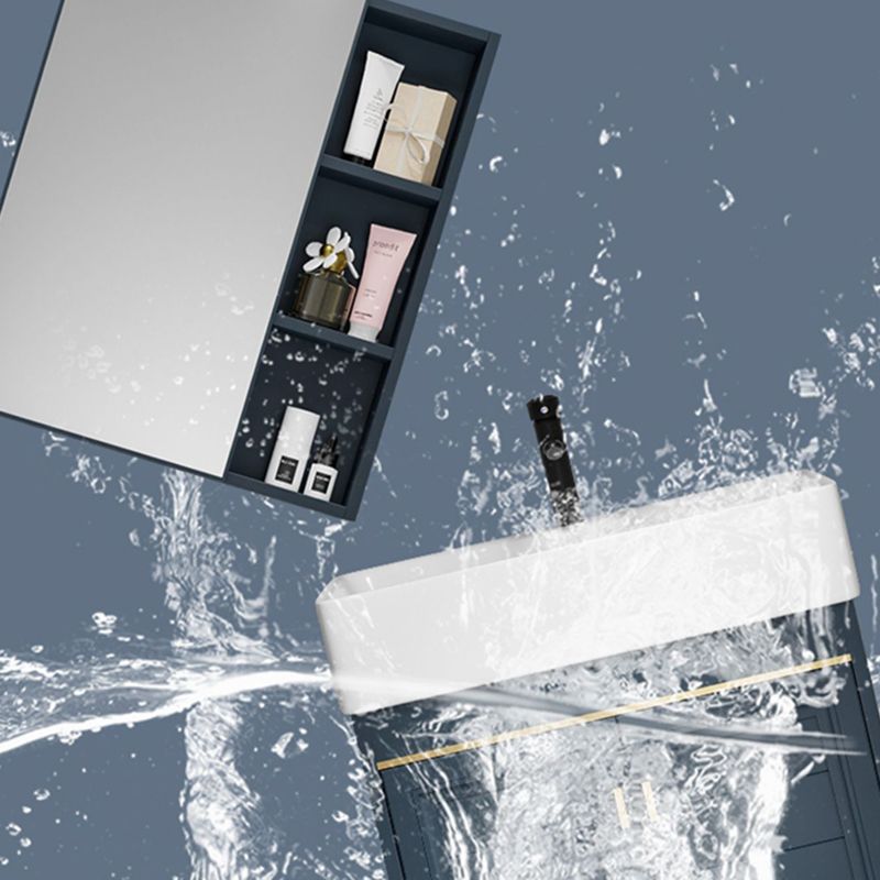 Rectangular Vanity Single Sink Faucet Wall-Mounted Blue Mirror Metal Frame Bath Vanity Clearhalo 'Bathroom Remodel & Bathroom Fixtures' 'Bathroom Vanities' 'bathroom_vanities' 'Home Improvement' 'home_improvement' 'home_improvement_bathroom_vanities' 1200x1200_7ad1391b-bbc7-4fb4-bedb-bcb5ea53b31b