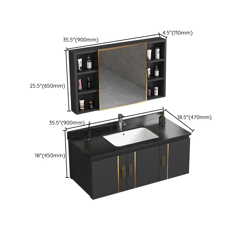 Rectangular Bathroom Vanity Modern Black Metal Frame Single Vanity Set Clearhalo 'Bathroom Remodel & Bathroom Fixtures' 'Bathroom Vanities' 'bathroom_vanities' 'Home Improvement' 'home_improvement' 'home_improvement_bathroom_vanities' 1200x1200_7afc0bcd-6bdc-4fb2-8c2b-a5cc1a7528ee