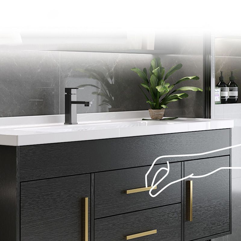 Single-Sink Black Solid Wood Modern Open Console with Sink Set Clearhalo 'Bathroom Remodel & Bathroom Fixtures' 'Bathroom Vanities' 'bathroom_vanities' 'Home Improvement' 'home_improvement' 'home_improvement_bathroom_vanities' 1200x1200_7b1d3b61-e927-4c2d-b408-736860ee97aa