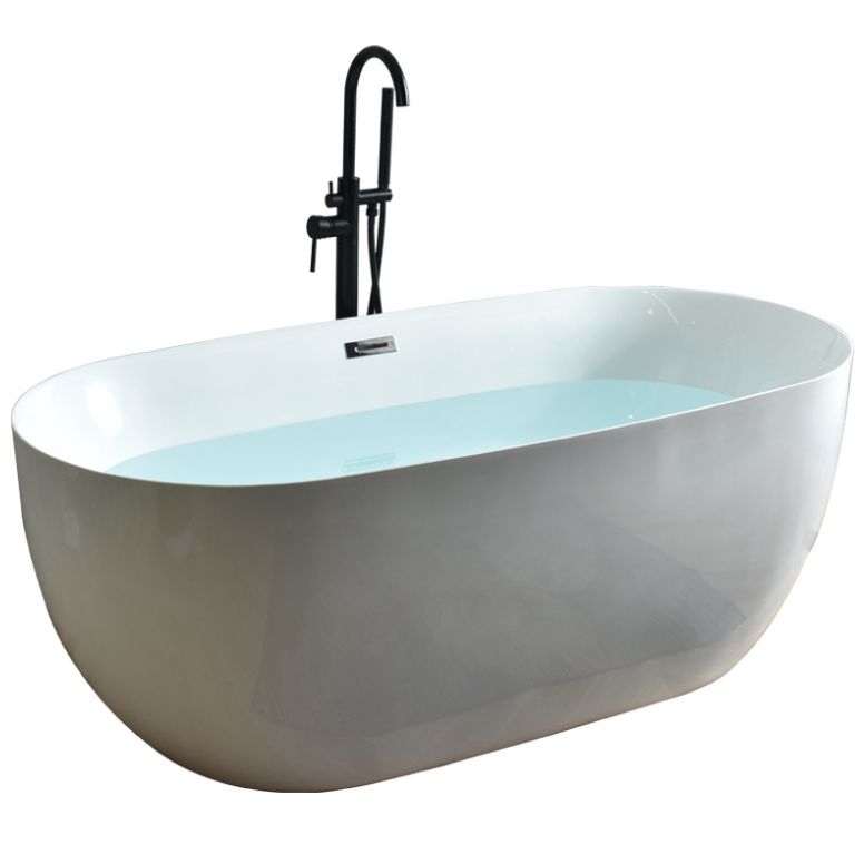 Freestanding Acrylic Bath White Oval Modern Back to Wall Bathtub Clearhalo 'Bathroom Remodel & Bathroom Fixtures' 'Bathtubs' 'Home Improvement' 'home_improvement' 'home_improvement_bathtubs' 'Showers & Bathtubs' 1200x1200_7b2ce274-d64a-487c-b922-bbebdc627cd1