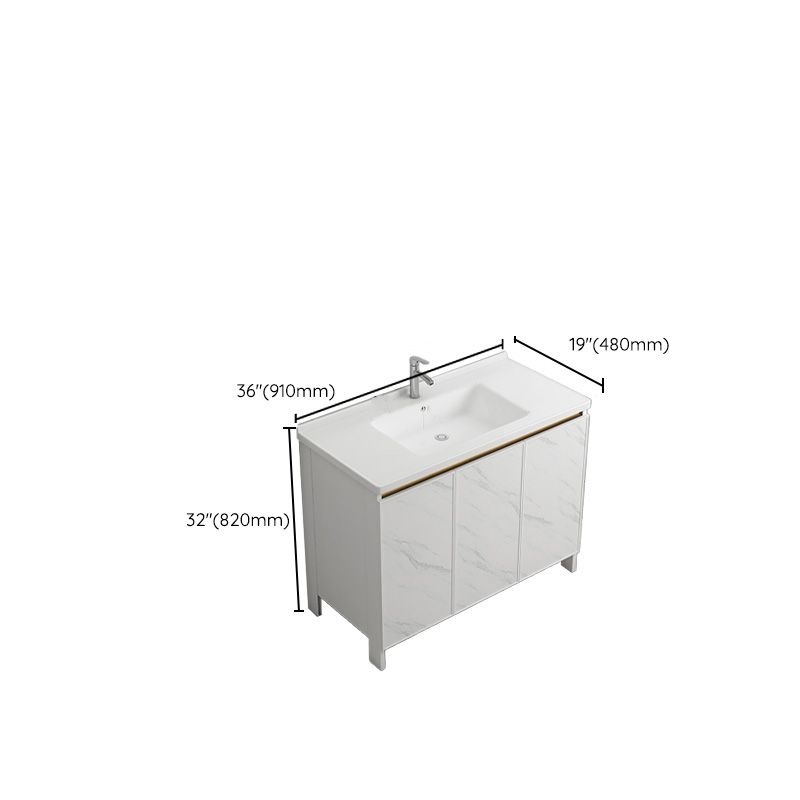 Modern Bath Vanity White Single Rectangular Freestanding Sink Vanity Clearhalo 'Bathroom Remodel & Bathroom Fixtures' 'Bathroom Vanities' 'bathroom_vanities' 'Home Improvement' 'home_improvement' 'home_improvement_bathroom_vanities' 1200x1200_7b3578df-d795-4193-97cb-9300b3dcc5b8