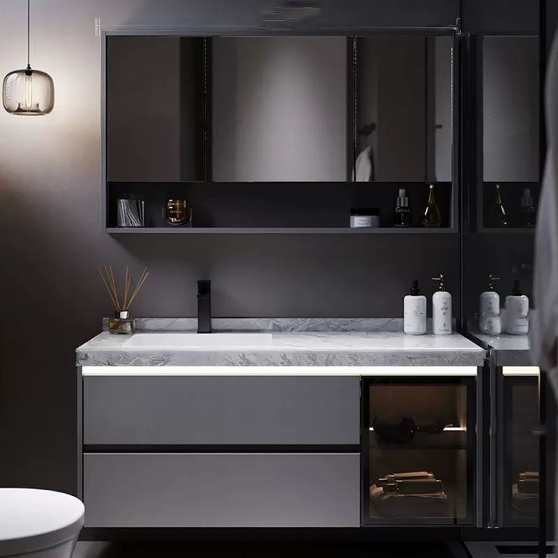 Grey Wall Mounted Standard Rectangular Open Console with Sink Set Clearhalo 'Bathroom Remodel & Bathroom Fixtures' 'Bathroom Vanities' 'bathroom_vanities' 'Home Improvement' 'home_improvement' 'home_improvement_bathroom_vanities' 1200x1200_7b6ee101-7ced-48cf-8c23-aef38a9b3849