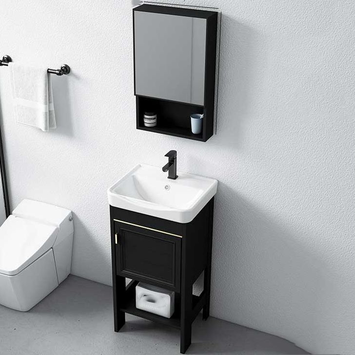 Glam Single Bath Vanity Black Rectangular Freestanding Sink Vanity Clearhalo 'Bathroom Remodel & Bathroom Fixtures' 'Bathroom Vanities' 'bathroom_vanities' 'Home Improvement' 'home_improvement' 'home_improvement_bathroom_vanities' 1200x1200_7b6fb413-da38-4680-8a1f-ed913b286a4e