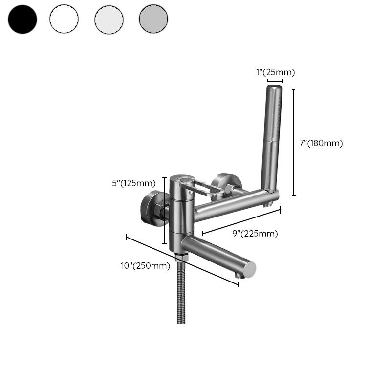 Fixed Metal Wall Mounted Contemporary Lever Handle Wall Mount Clearhalo 'Bathroom Remodel & Bathroom Fixtures' 'Bathtub Faucets' 'bathtub_faucets' 'Home Improvement' 'home_improvement' 'home_improvement_bathtub_faucets' 1200x1200_7b8a6adf-0e7e-4c03-a213-b3be7b15dcb8