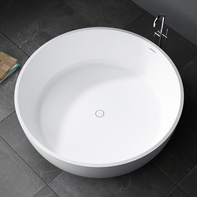 Modern Artificial White Stone Tub Round Freestanding Bathtub Clearhalo 'Bathroom Remodel & Bathroom Fixtures' 'Bathtubs' 'Home Improvement' 'home_improvement' 'home_improvement_bathtubs' 'Showers & Bathtubs' 1200x1200_7b90079d-180c-42d3-bb57-6796cd4aa582