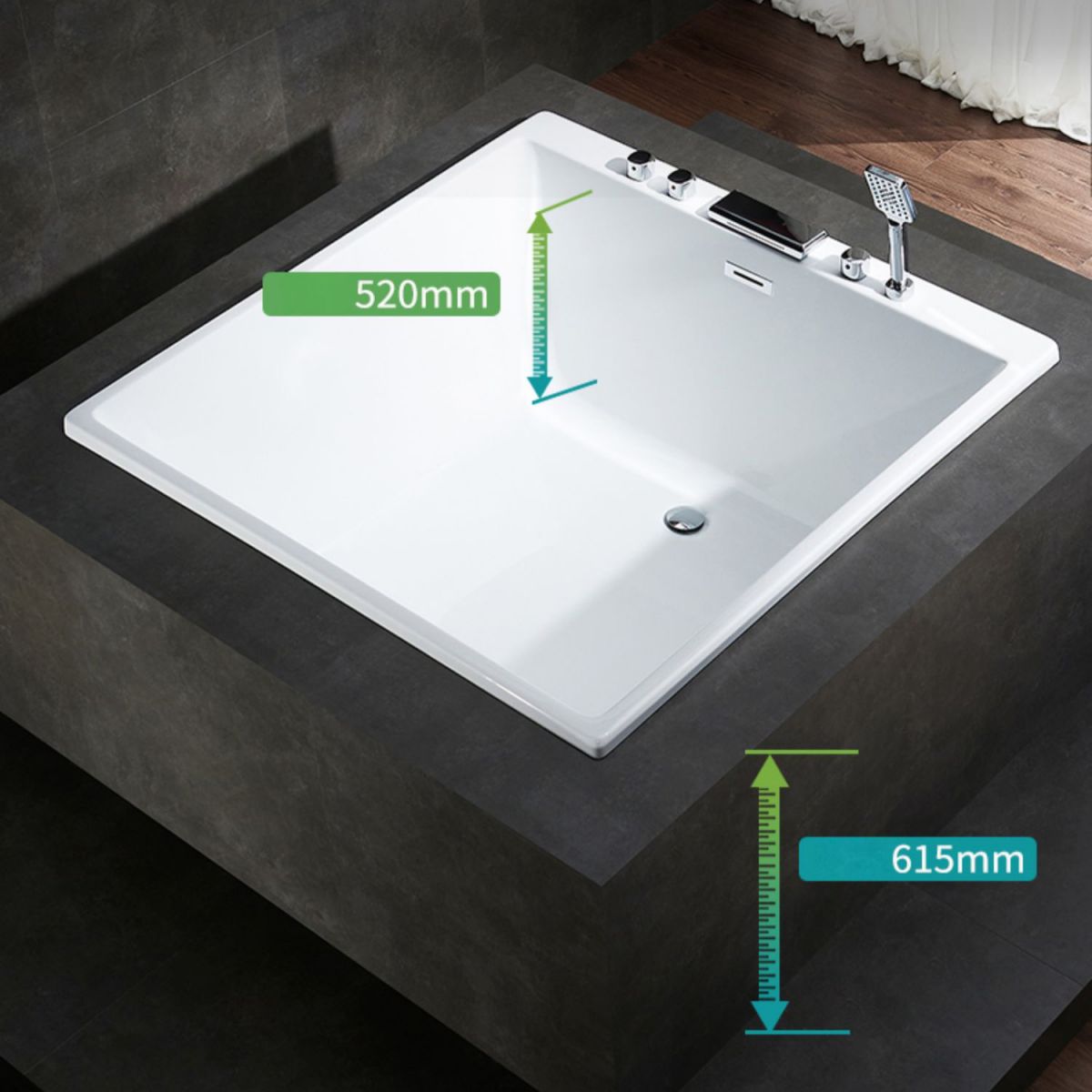 Acrylic Bath Drop-in Soaking Square Modern Center-Front Bathtub Clearhalo 'Bathroom Remodel & Bathroom Fixtures' 'Bathtubs' 'Home Improvement' 'home_improvement' 'home_improvement_bathtubs' 'Showers & Bathtubs' 1200x1200_7bdf7ad3-d86e-49a3-a6fd-097d4688eb56