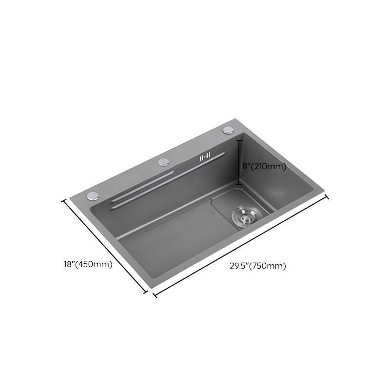 Grey Kitchen Sink Cutting Board Single Bowl Stainless Steel Top-Mount Kitchen Sink Clearhalo 'Home Improvement' 'home_improvement' 'home_improvement_kitchen_sinks' 'Kitchen Remodel & Kitchen Fixtures' 'Kitchen Sinks & Faucet Components' 'Kitchen Sinks' 'kitchen_sinks' 1200x1200_7c0411c2-c4b1-415d-8944-c6cae81b9f86