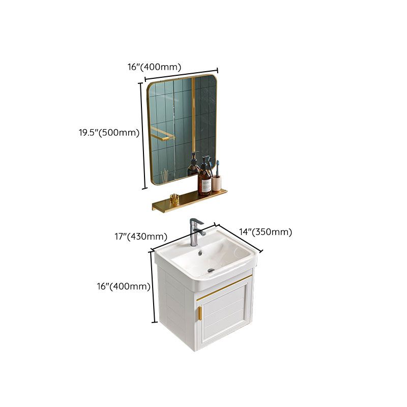 Single White Modern Bath Vanity Metal Base Wall Mount Sink Vanity Clearhalo 'Bathroom Remodel & Bathroom Fixtures' 'Bathroom Vanities' 'bathroom_vanities' 'Home Improvement' 'home_improvement' 'home_improvement_bathroom_vanities' 1200x1200_7c22ffab-de52-471b-87d5-921b6133177f