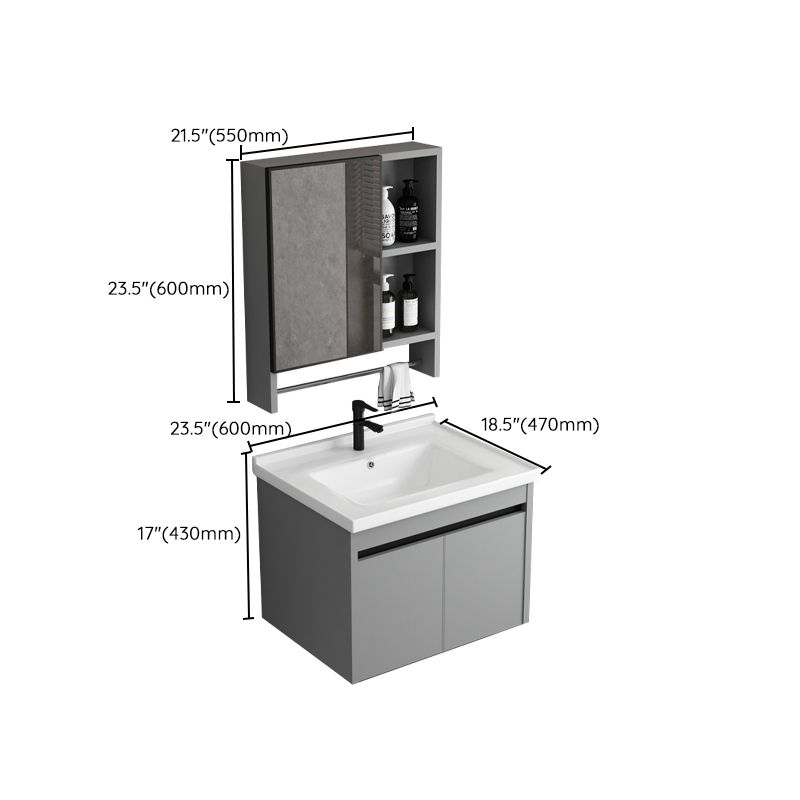 Wall Mount Bathroom Vanity Modern Gray Metal Frame Single Rectangular Vanity Set Clearhalo 'Bathroom Remodel & Bathroom Fixtures' 'Bathroom Vanities' 'bathroom_vanities' 'Home Improvement' 'home_improvement' 'home_improvement_bathroom_vanities' 1200x1200_7c37affd-0ae5-44a2-b3d8-dbd962c87ea8