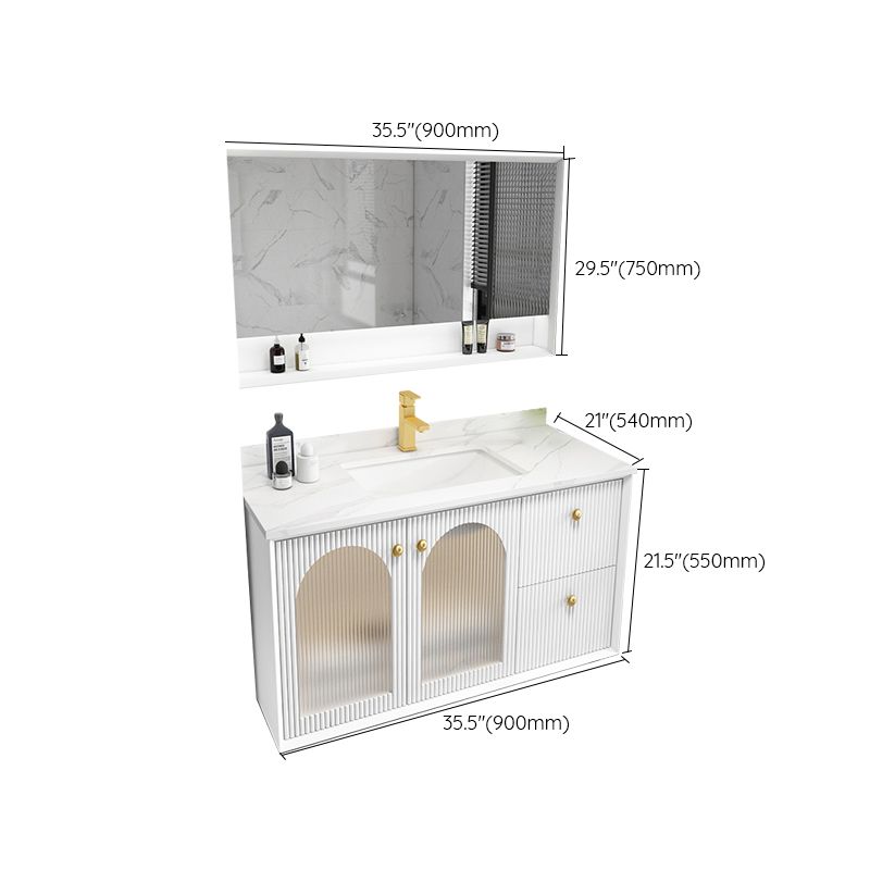 Waterproof Bathroom Vanity Rectangle Single Sink Wood Frame Wall-Mounted Drawers Vanity Clearhalo 'Bathroom Remodel & Bathroom Fixtures' 'Bathroom Vanities' 'bathroom_vanities' 'Home Improvement' 'home_improvement' 'home_improvement_bathroom_vanities' 1200x1200_7c6550f0-2712-442f-8884-193894084fbe