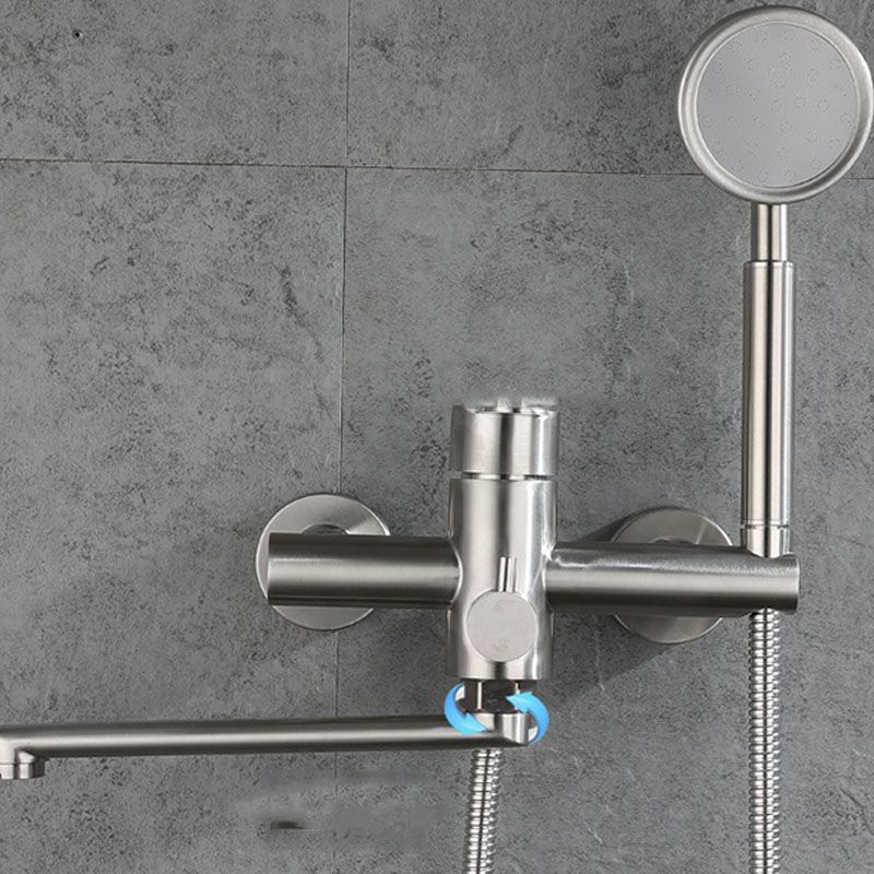 Bathroom Bathtub Faucet Rod Handle Handheld Shower Head Bathtub Faucet Clearhalo 'Bathroom Remodel & Bathroom Fixtures' 'Bathtub Faucets' 'bathtub_faucets' 'Home Improvement' 'home_improvement' 'home_improvement_bathtub_faucets' 1200x1200_7c6597e0-ee64-4efc-a7ec-eb4fb9bfd50f