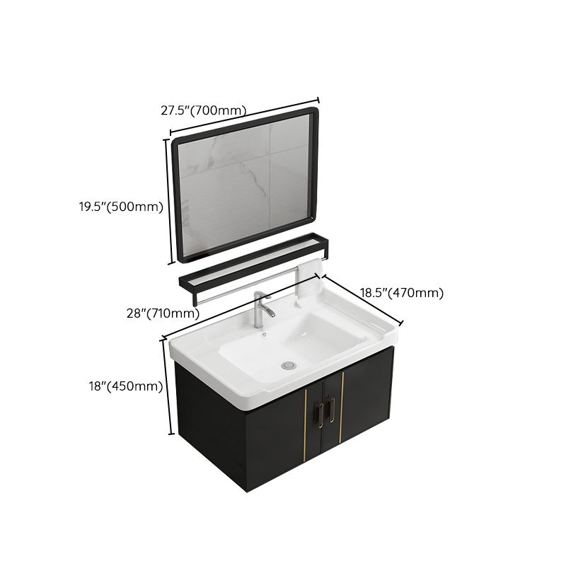 Bathroom Vanity Wall Mounted Sink Vanity in Ceramic with Waterproof Mirror Clearhalo 'Bathroom Remodel & Bathroom Fixtures' 'Bathroom Vanities' 'bathroom_vanities' 'Home Improvement' 'home_improvement' 'home_improvement_bathroom_vanities' 1200x1200_7c945fc4-959d-42e0-9cb7-8482a18bb654