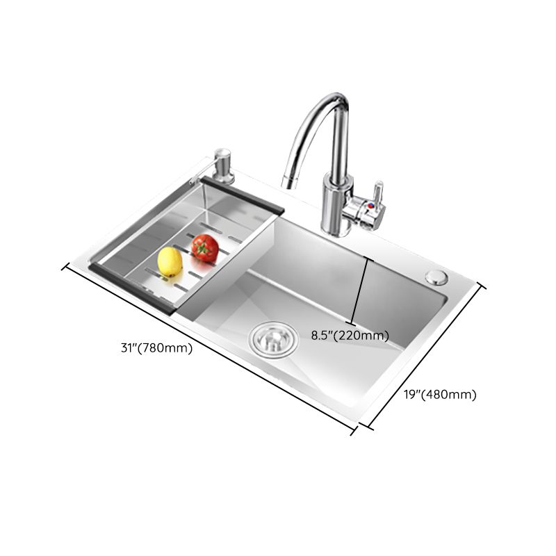 Modern Style Kitchen Sink Overflow Hole Design Drop-In Kitchen Sink with Soundproofing Clearhalo 'Home Improvement' 'home_improvement' 'home_improvement_kitchen_sinks' 'Kitchen Remodel & Kitchen Fixtures' 'Kitchen Sinks & Faucet Components' 'Kitchen Sinks' 'kitchen_sinks' 1200x1200_7ca4921a-3a00-4c78-a25e-de836819de69