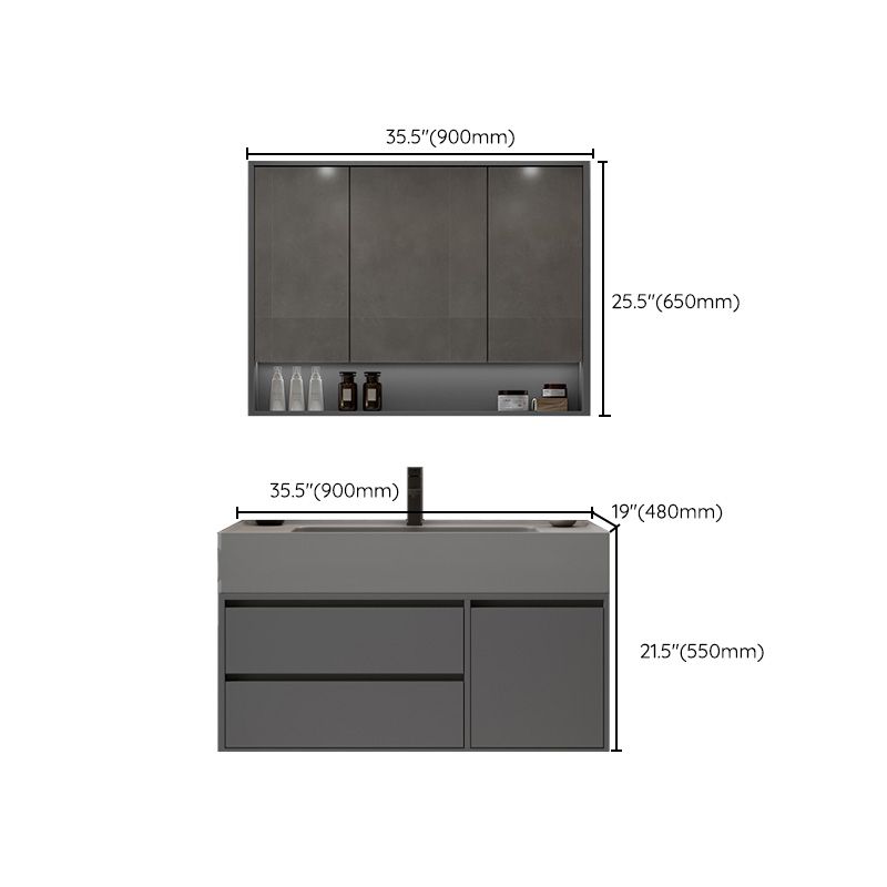 Modern Wall Mount Sink Vanity Wood Bathroom Vanity Set with Mirror Clearhalo 'Bathroom Remodel & Bathroom Fixtures' 'Bathroom Vanities' 'bathroom_vanities' 'Home Improvement' 'home_improvement' 'home_improvement_bathroom_vanities' 1200x1200_7cc82135-f509-4075-8baa-d9c834976da9