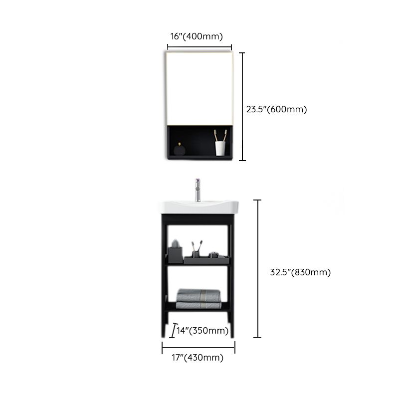 Shelving Included Bath Vanity Set Mirror Freestanding Vanity Set with Single Sink Clearhalo 'Bathroom Remodel & Bathroom Fixtures' 'Bathroom Vanities' 'bathroom_vanities' 'Home Improvement' 'home_improvement' 'home_improvement_bathroom_vanities' 1200x1200_7cce3f78-f018-4a50-b428-b6b26b540728