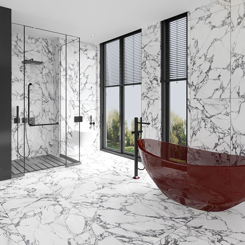 Rectangular Ceramic Matte Straight Edge Floor and Wall Tile Marble Look Bathroom Floor Clearhalo 'Floor Tiles & Wall Tiles' 'floor_tiles_wall_tiles' 'Flooring 'Home Improvement' 'home_improvement' 'home_improvement_floor_tiles_wall_tiles' Walls and Ceiling' 1200x1200_7cd3a5d1-61c7-4e11-b34e-baba44312b26