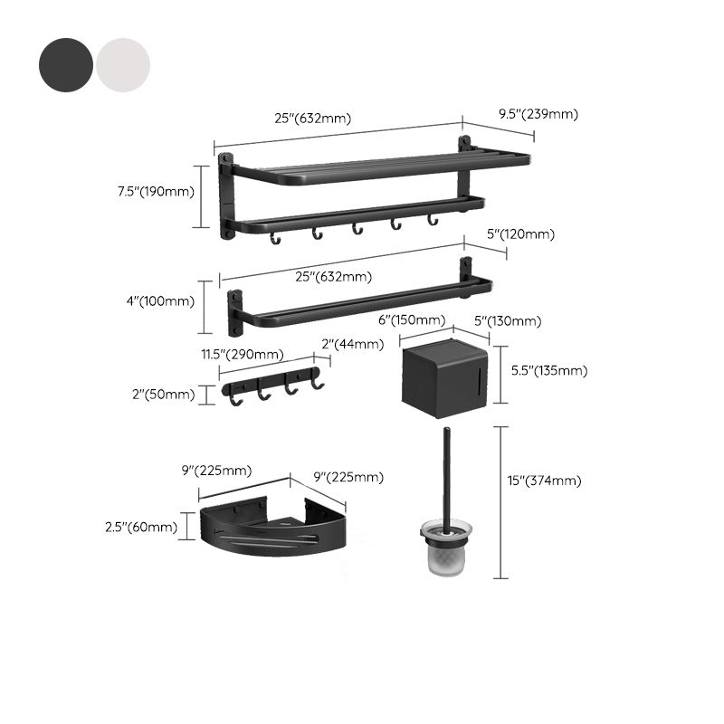 Modern Bathroom Accessory Kit Black Paper Holder Bath Shelf Bath Hardware Set Clearhalo 'Bathroom Hardware Sets' 'Bathroom Hardware' 'Bathroom Remodel & Bathroom Fixtures' 'bathroom_hardware_sets' 'Home Improvement' 'home_improvement' 'home_improvement_bathroom_hardware_sets' 1200x1200_7ce8fddf-26f0-4d5f-a430-f13899490655