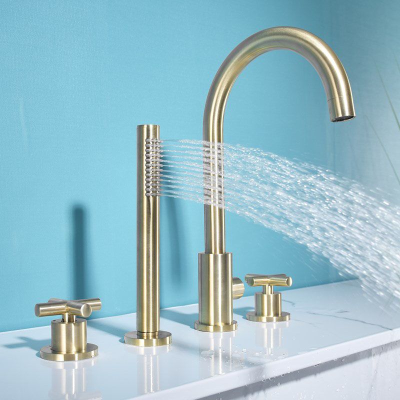 Modern Roman Tub Faucet Set Copper Deck-Mount with Handles Bathtub Faucet Clearhalo 'Bathroom Remodel & Bathroom Fixtures' 'Bathtub Faucets' 'bathtub_faucets' 'Home Improvement' 'home_improvement' 'home_improvement_bathtub_faucets' 1200x1200_7cffc43a-20f5-4aeb-a18a-8e3d2fce61c4