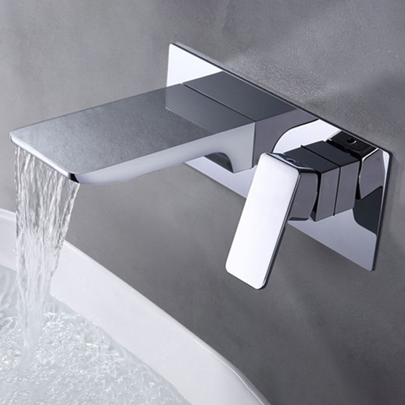 Square Single Handle Bathroom Faucet Single Hole Wall Mounted Bathroom Faucet Clearhalo 'Bathroom Remodel & Bathroom Fixtures' 'Bathroom Sink Faucets' 'Bathroom Sinks & Faucet Components' 'bathroom_sink_faucets' 'Home Improvement' 'home_improvement' 'home_improvement_bathroom_sink_faucets' 1200x1200_7d09b986-2e71-443c-a421-8960985b06e8