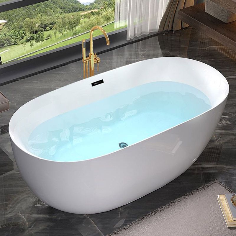 Modern White Acrylic Bathtub Freestand Soaking Bathtub with Drain Bath Tub Clearhalo 'Bathroom Remodel & Bathroom Fixtures' 'Bathtubs' 'Home Improvement' 'home_improvement' 'home_improvement_bathtubs' 'Showers & Bathtubs' 1200x1200_7d3e683d-b2c0-49db-94ee-84d5724494a9