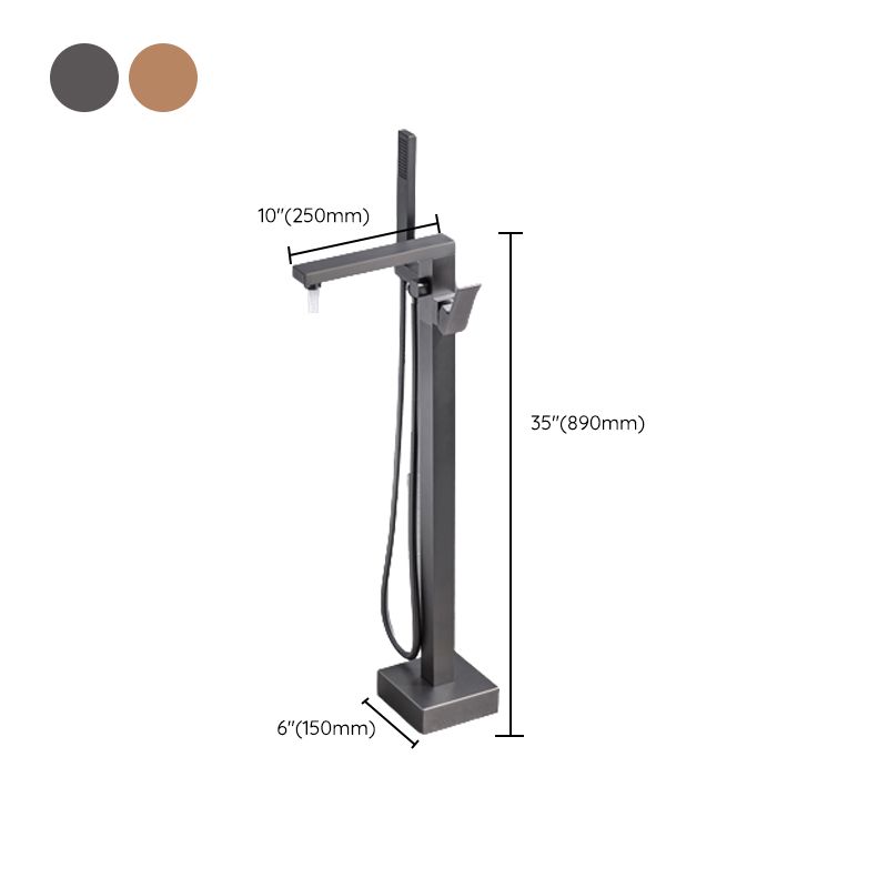 Floor Mounted Metal Freestanding Tub Filler Swivel Freestanding Faucet with Spray Gun Clearhalo 'Bathroom Remodel & Bathroom Fixtures' 'Bathtub Faucets' 'bathtub_faucets' 'Home Improvement' 'home_improvement' 'home_improvement_bathtub_faucets' 1200x1200_7d536c94-77e0-4619-99d0-8a50a635ea30