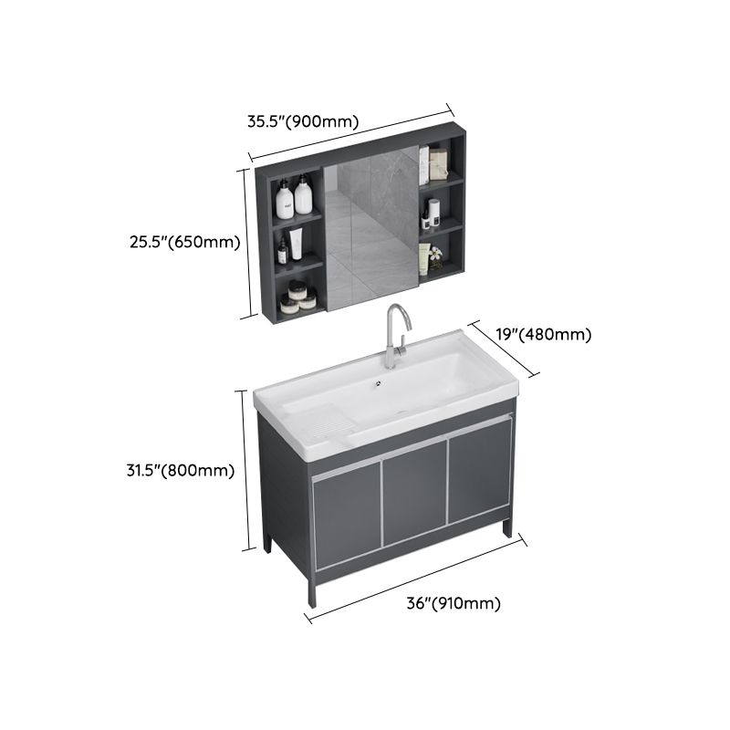 Freestanding Bathroom Vanity Space Aluminum Bathroom Vanity with Sink Clearhalo 'Bathroom Remodel & Bathroom Fixtures' 'Bathroom Vanities' 'bathroom_vanities' 'Home Improvement' 'home_improvement' 'home_improvement_bathroom_vanities' 1200x1200_7d559f9c-22f3-4cb1-9b04-f278d94b17bc