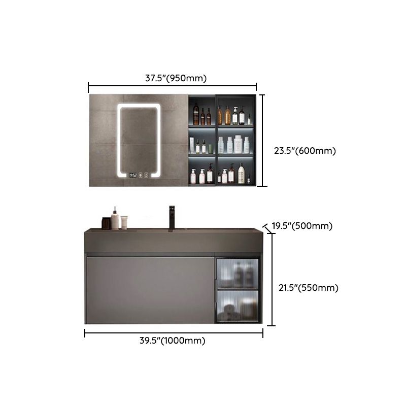 Modern Bathroom Vanity Cabinet Wall-Mounted One Drawer and Shelving Clearhalo 'Bathroom Remodel & Bathroom Fixtures' 'Bathroom Vanities' 'bathroom_vanities' 'Home Improvement' 'home_improvement' 'home_improvement_bathroom_vanities' 1200x1200_7db3423b-99bf-4068-b164-366cc706c9a0