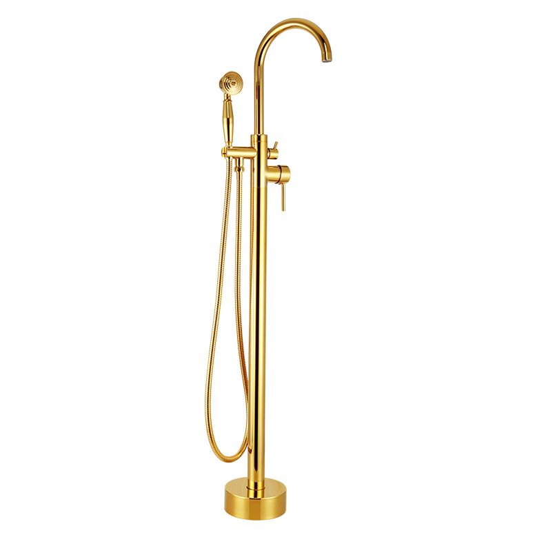 Floor Mounted Metal Freestanding Tub Filler High Arc Freestanding Tub Filler Trim Clearhalo 'Bathroom Remodel & Bathroom Fixtures' 'Bathtub Faucets' 'bathtub_faucets' 'Home Improvement' 'home_improvement' 'home_improvement_bathtub_faucets' 1200x1200_7dcba494-fcf3-44d9-adfc-e17a92f4b569