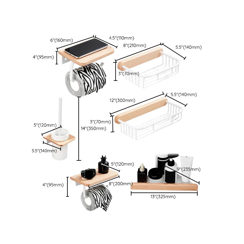 White 7-piece Bathroom Accessory Set Wood and Metal Bathroom Set Clearhalo 'Bathroom Hardware Sets' 'Bathroom Hardware' 'Bathroom Remodel & Bathroom Fixtures' 'bathroom_hardware_sets' 'Home Improvement' 'home_improvement' 'home_improvement_bathroom_hardware_sets' 1200x1200_7dda4e6d-ba62-4b53-b215-e0142b2b9a6b