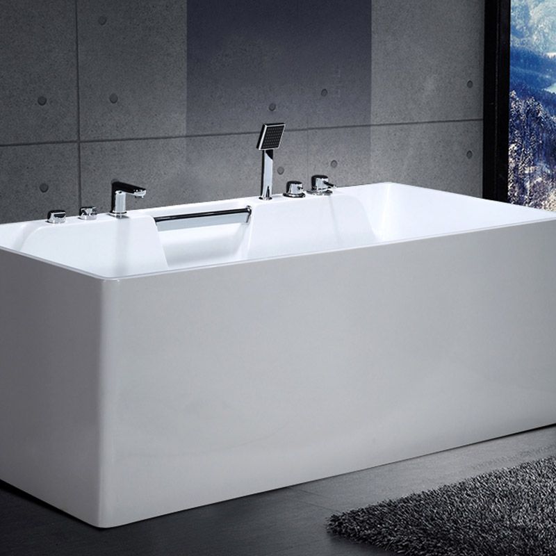 Modern Rectangular Bath Tub Bathroom Soaking with Center Drain Tub Clearhalo 'Bathroom Remodel & Bathroom Fixtures' 'Bathtubs' 'Home Improvement' 'home_improvement' 'home_improvement_bathtubs' 'Showers & Bathtubs' 1200x1200_7de71ac8-82d6-4855-b167-136f9b74293e